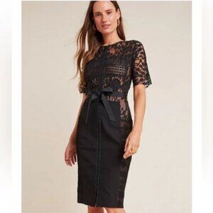 Beguile by Byron Lars Carissima Sheath Black Lace Pencil Dress Size 0P Petite